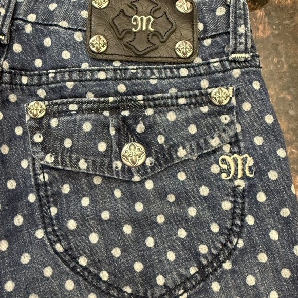 Miss Me Polka Dot Denim Shorts - Picture 6 of 7